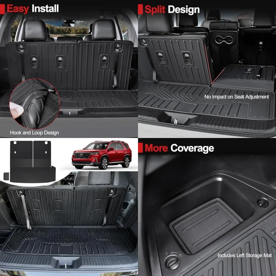 

Cargo Mat Backrest Mat for 2016-2022 Honda Pilot 8 Passengers (No Elite Models), All Weather TPE Car Liner Car Mat for 2022 Honda Pilot Accessories
