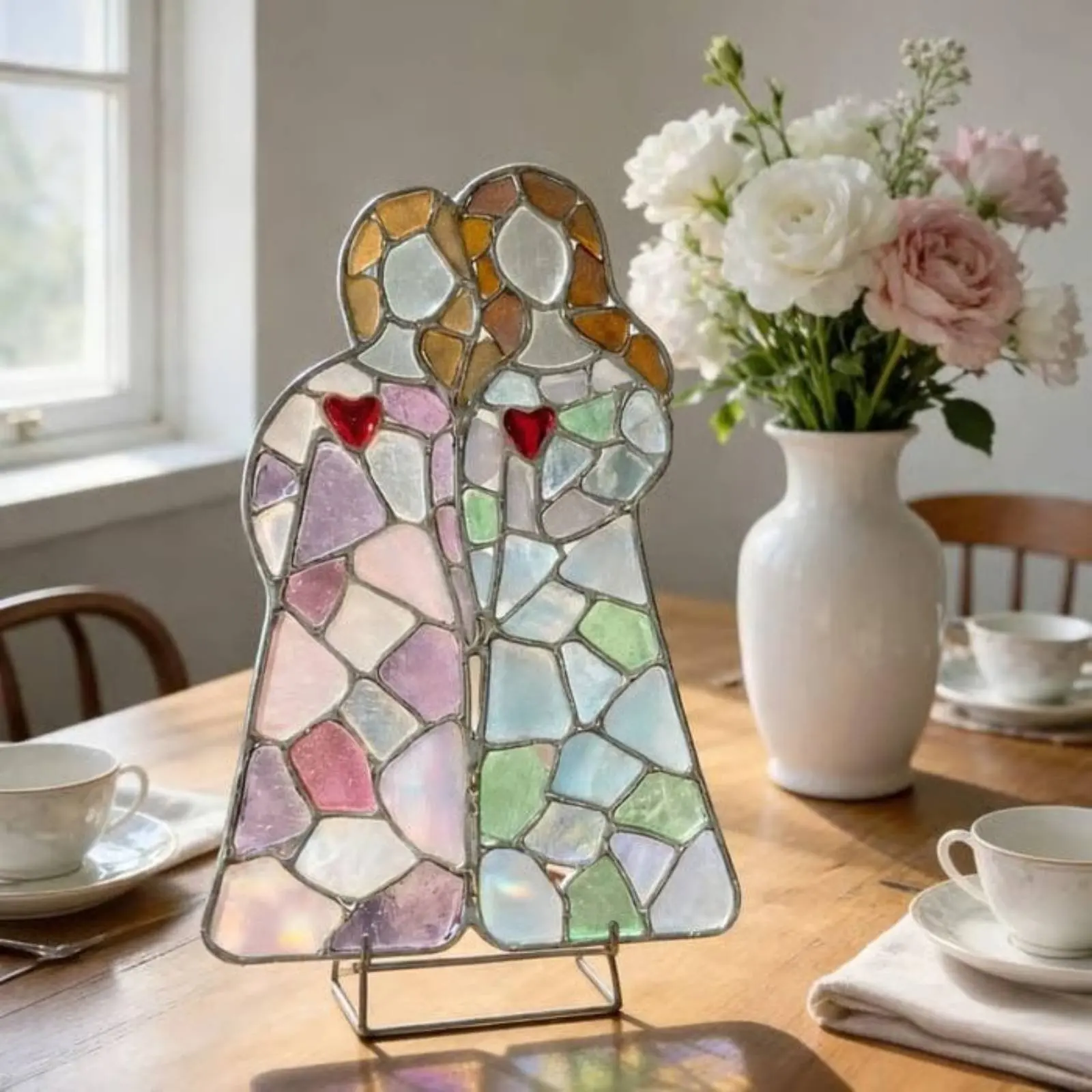 

Mother and Child Sunlight Reflector Sun-Catching Catching Tessellated Art Statue Window Decoration Artisanal Design House