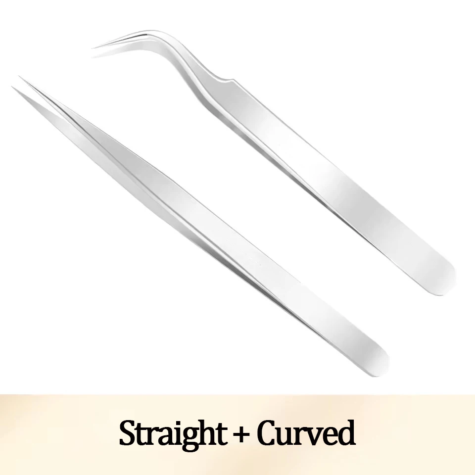 مجموعة ملاقط مكونة من قطعة واحدة ملاقط مضادة للكهرباء الساكنة ملاقط من الفولاذ المقاوم للصدأ لتمديد الرموش والالكترونيات وصناعة المجوهرات - مستقيمة و #1