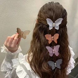 Fashion Korean Colored Matte Clear Butterfly Hair Clips Women's Small Hair Claws Elegant Shark Clips Headwear Hair Accessories