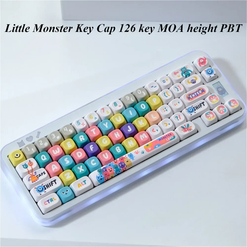 Little Monster, колпачок для клавиш 126 клавиш MOA, высота PBT, термосублимация, подходит для механических игровых клавиатур