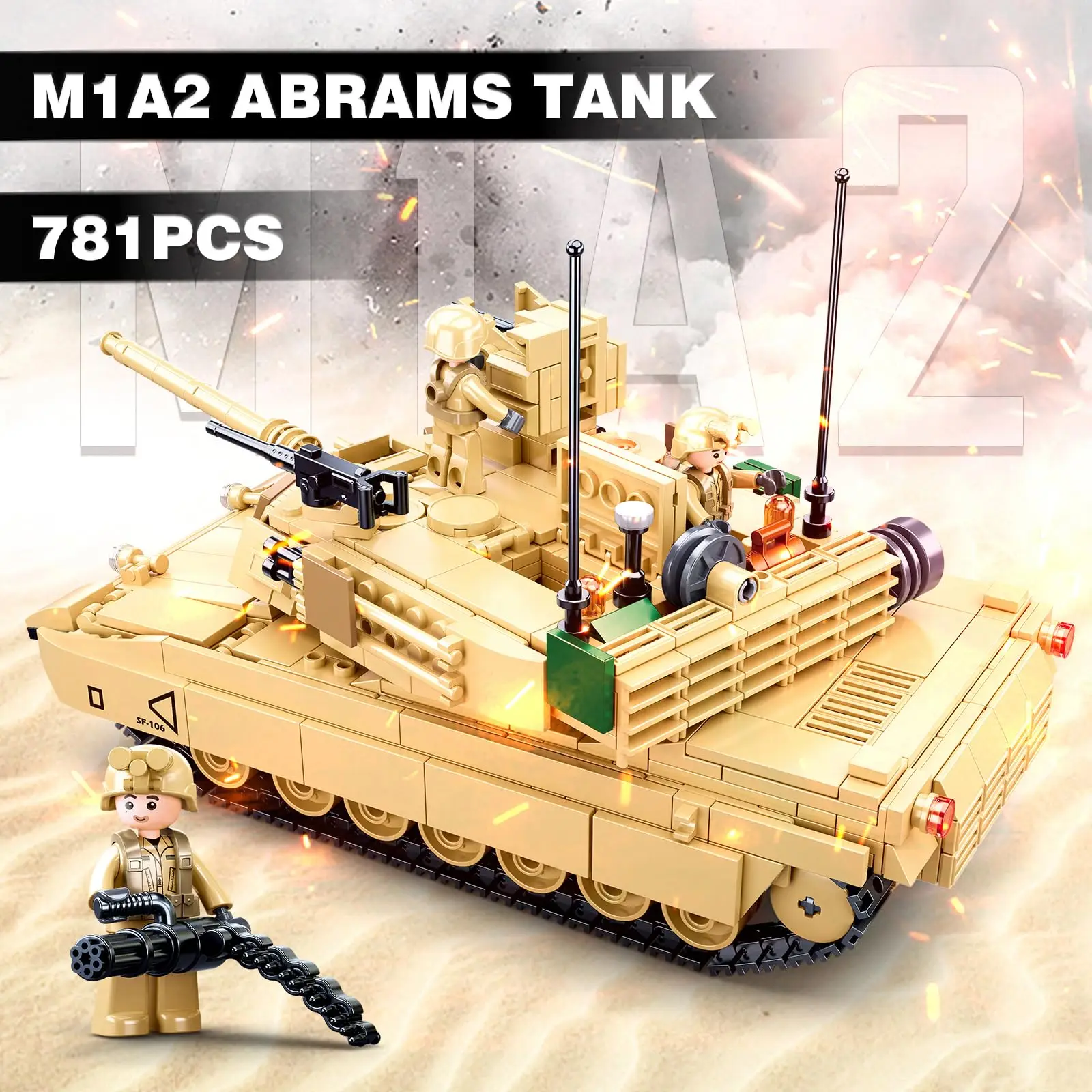 781PCS Abrams Main Battle Tank Building Blocks  Military Series Army Tank Soldier Figure Model Bricks DIY Toys For Kids Gifts