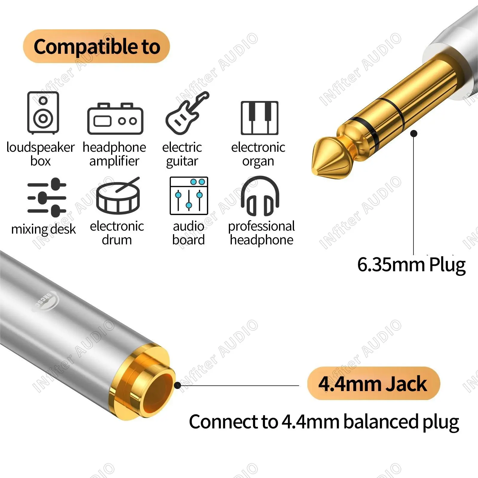 6.35mm to 4.4mm female 6.35mm to 4mm adapter 6.35mm to 4.4mm adapter balanced 4.4mm to 6.35mm adapter ddhifi 6.35mm connector