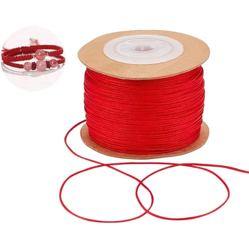 1Roll 100m/roll 0.8mm Nylon Thread Cord Bracelet String Chinese Knotting Cord Red Thread Beading Braided Ornament for DIY