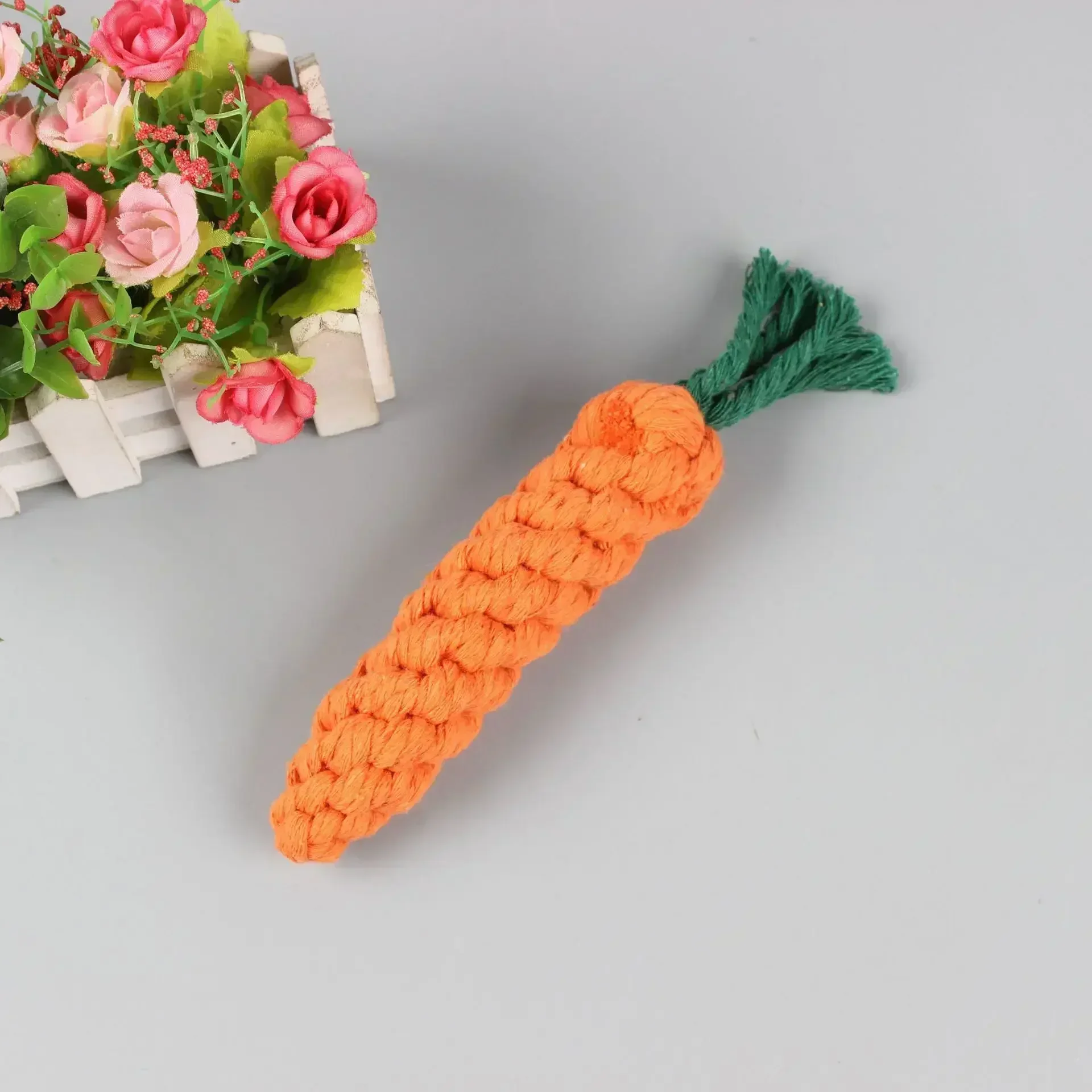 Carrot Dog Bite Rope Pet Dog Toys Cat Dog Chew Toys Safe Durable Braided Bite Resistant Puppy Molar Cleaning Teeth Cotton Rope