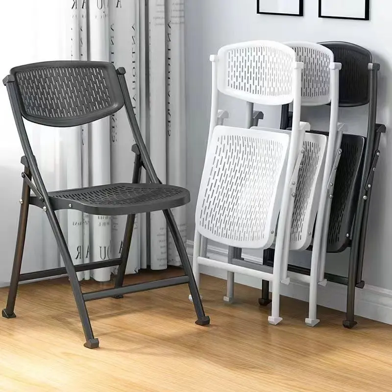 

Breathable Plastic Folding Chair with Backrest, Thickened Casual Stool, Student and Household Chair