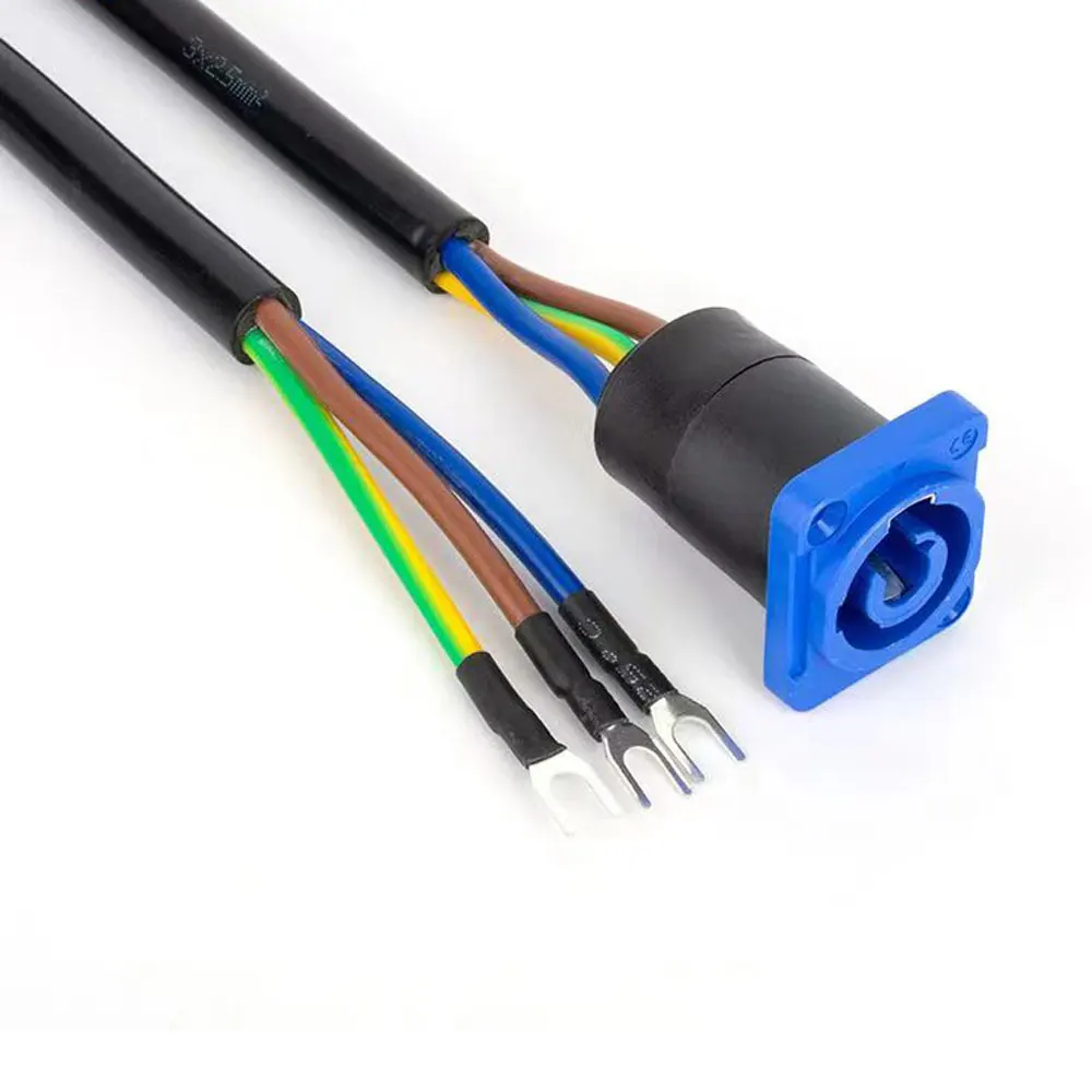 20A 3 Core Aviation Plug Power Cable for Moving Head Light LED Screen Stage Lighting 3-Pin Locking Connector 2.5mm² Wire 250V AC