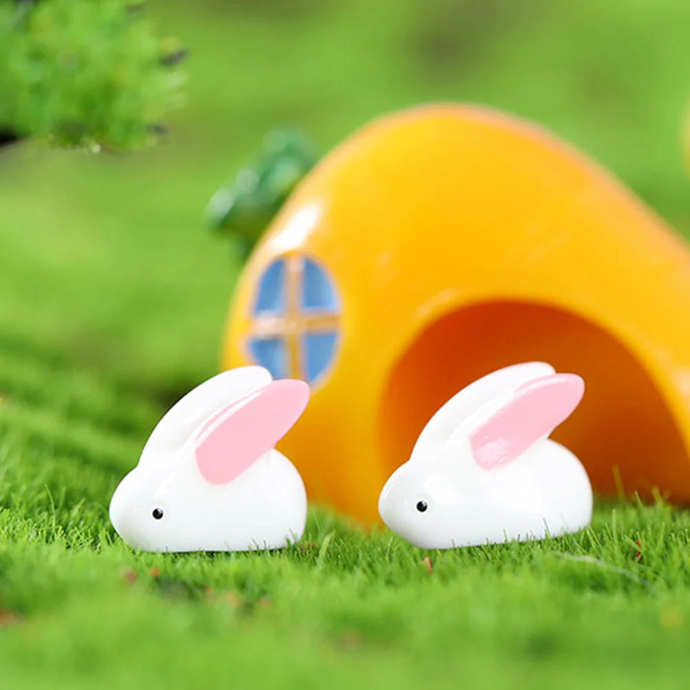 

25pcs Mini Rabbit Resin Craft Bunny Miniatures Adorable Micro Landscape Garden Desktop Statues Decorative Animal For Dollhouse