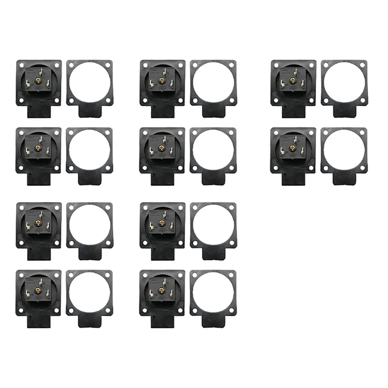 10 Pieces 15A 125V Power Outlet Waterproof Industrial Safety Outlet With Cover US 3 Pin Female Panel Adapter US Plug