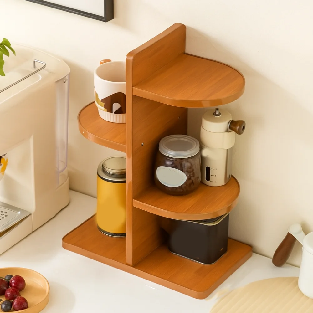 

Practical Large Capacity Spice Storage Rack Space Saving Anti-drop Cup Holder Decorative Cosmetic Storage Tray Countertop