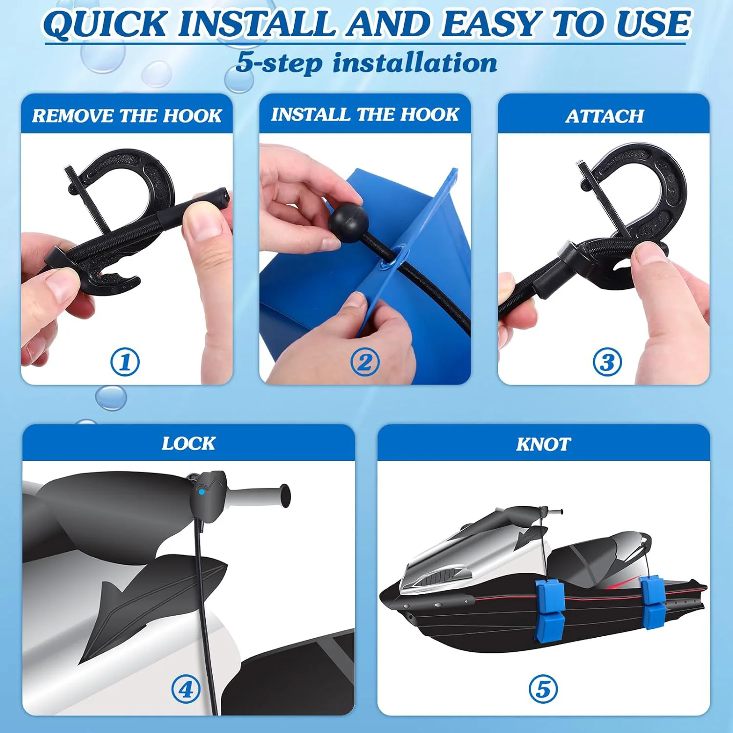 مصدات حاجز التزلج PWC، شرائط تأثير الموجة البحرية، حماية لرسو السفن مكونة من قطعتين مع حبال مرنة، متينة ومقاومة للأشعة فوق البنفسجية، JET