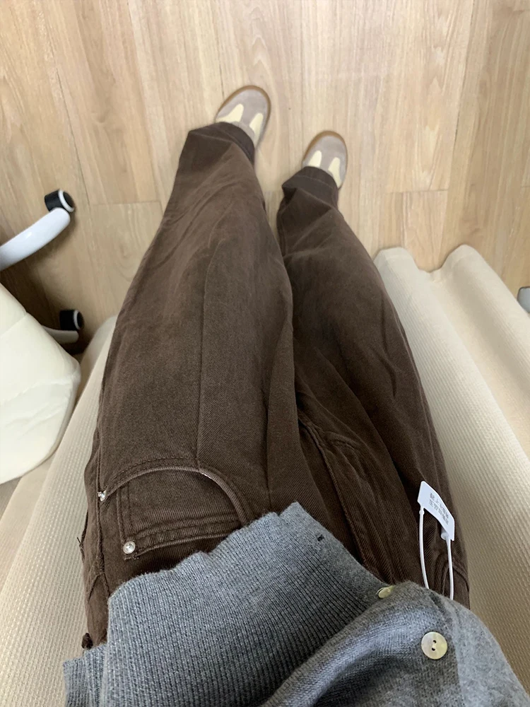 بنطلون جينز نسائي مقاس كبير بتصميم كلاسيكي واسع الأرجل، قطع مستقيم، مناسب لفصلي الخريف والشتاء، يبرز الجسم بشكل مثالي، بنطلون...