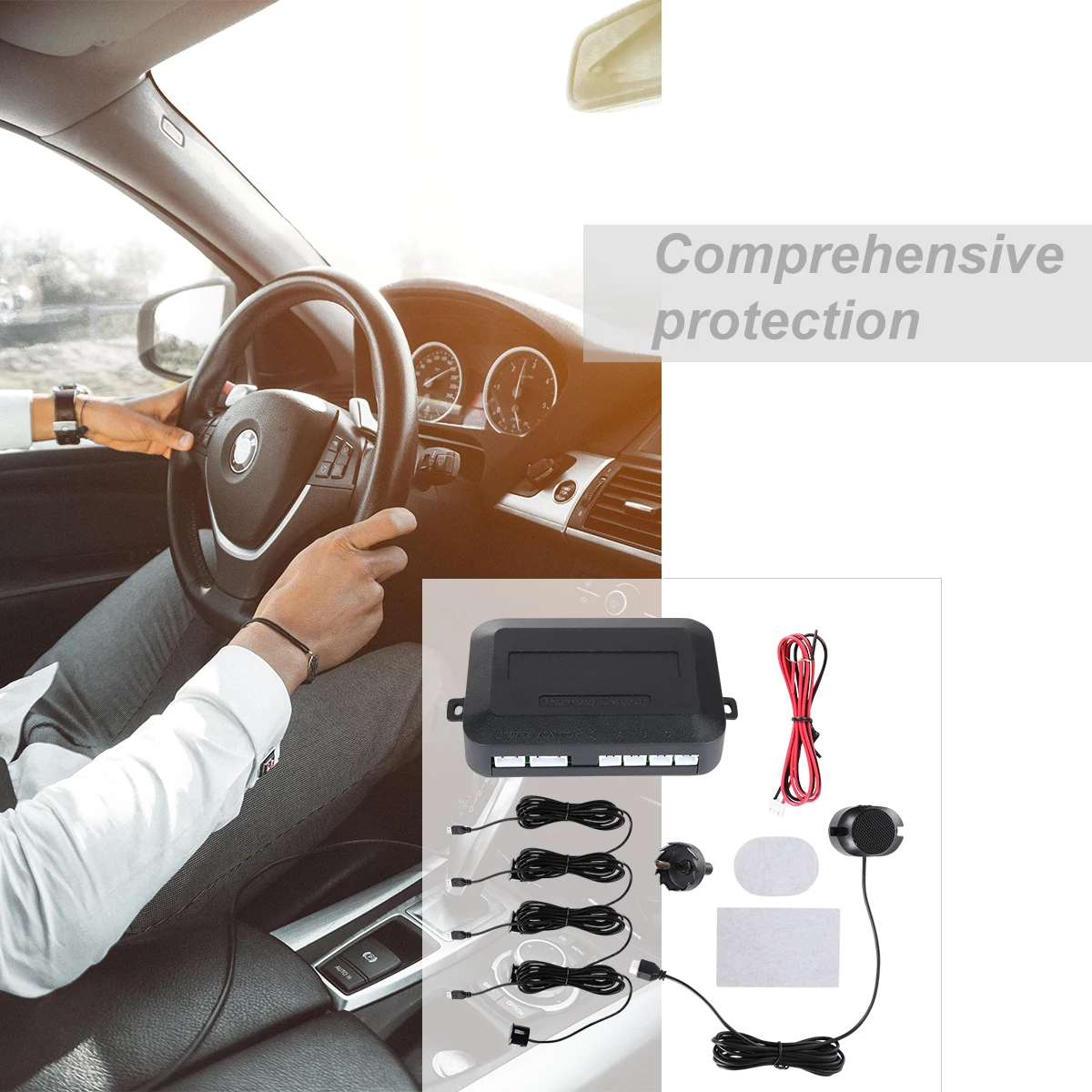 

1 set 1 set Car Parking Sensors 4 Sensor System Reversing Rear Assistance Backup Park Sound Alert Durable Advanced Chipset
