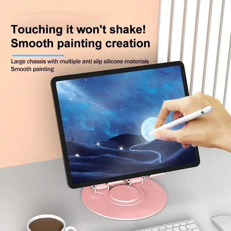 Portable Hollowed Out Tablet Stand 360° Rotating Adjustment Aluminum Alloy Desktop Bracket for IPad Pro/Air/Mini Phone Universal