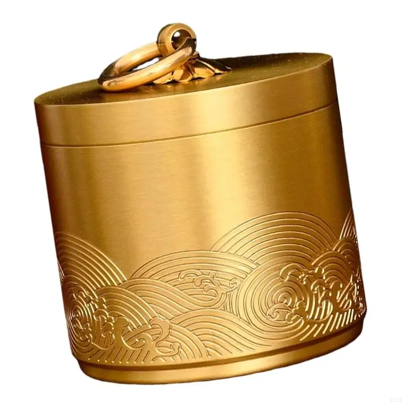 Copper Automotive Ashtray Engraved Auspicious Cloud Pattern Cultural Art Removable