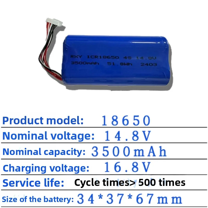 ICR 18650 Polymer Lithium Battery 14.8V 3500mAh 4S1P Rechargeable for Remote Control Car/Air Pump/Camping Light replaceable