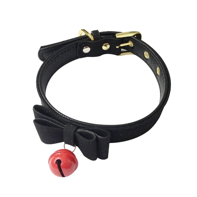 اكسسوارات ألعاب الجنس اليدوية مثير برشام بديل المعادن بولي ياقة ياقة جلدية جرس المختنق زي عبودية قلادة Neckban #4