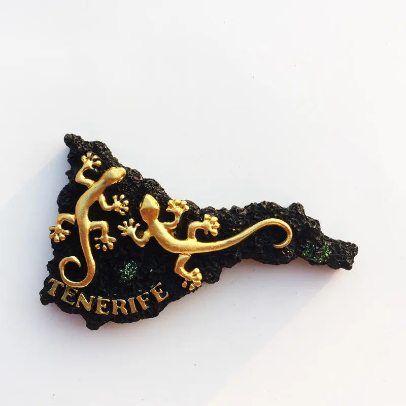 Tenerife, España, mapa de lagarto tridimensional creativo, artesanías decorativas conmemorativas de viaje, pegatinas magnéticas para refrigerador