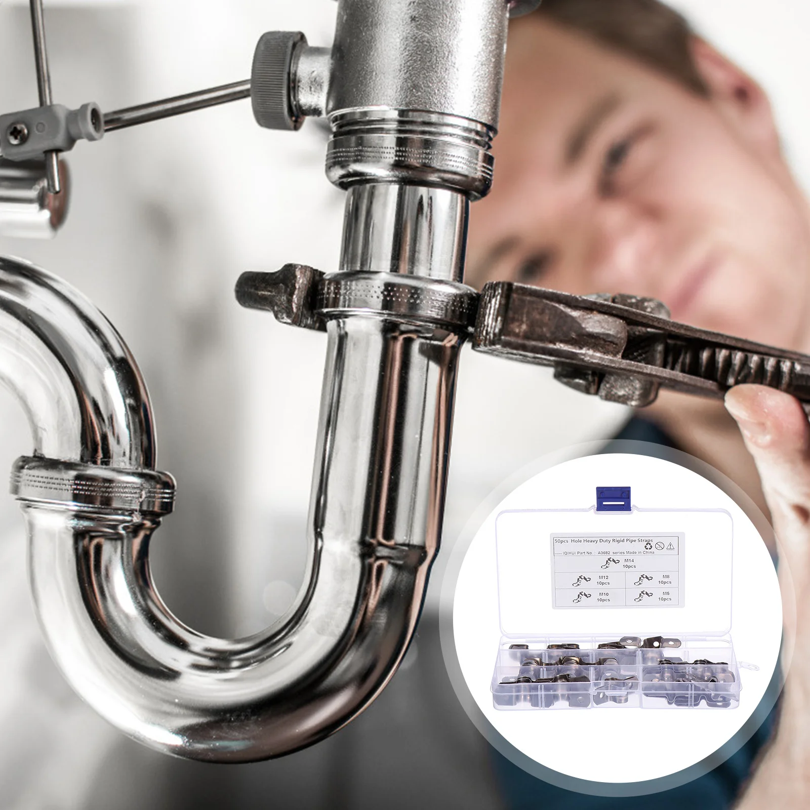 

50 pcs Steel U-Tube Clamps Rigid For Oil Water Hose Clamp Gas Pipeline Fixing Tube Straps Hose Clamp U Bracket