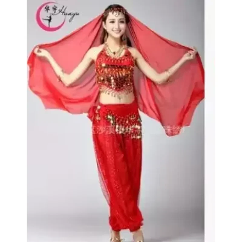 

1set=2pcs woman belly dancing Costumes Indian Belly Dance Costumes coin top and sequined pants candy color