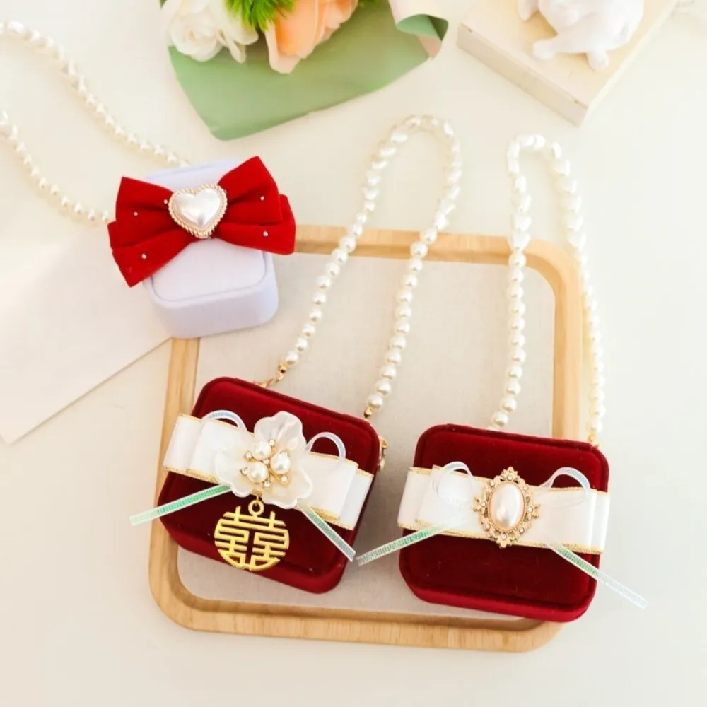 الإبداعية اللؤلؤ الزفاف الأزواج خواتم صندوق القلب توافدوا الحيوانات الأليفة الياقات حلقة صندوق القوس المضادة للتصادم صندوق مجوهرات هدايا #2