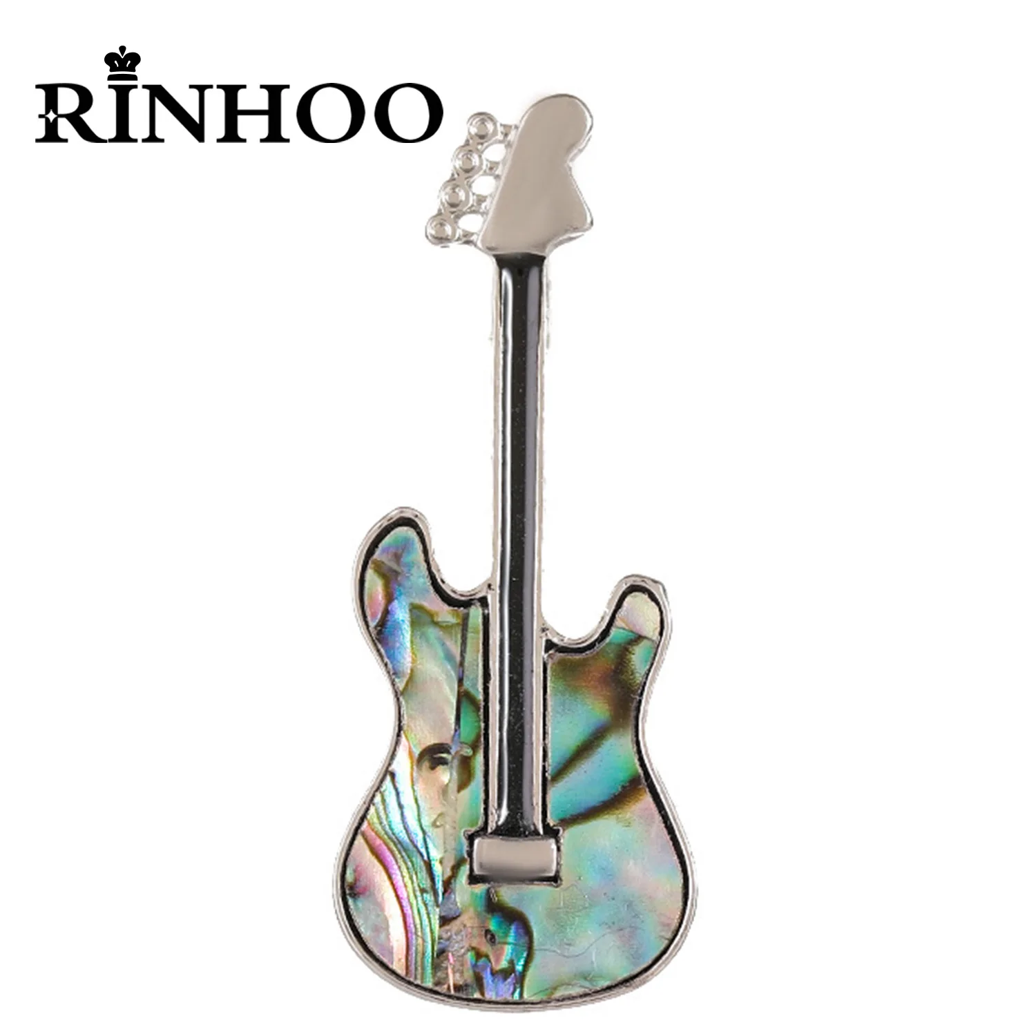 Rinhoo Vintage Imitation Shell Guitar Violin Brooch Pin For Women Luxury Punk Rhinestone Musical Instrument Enamel Badge Jewelry