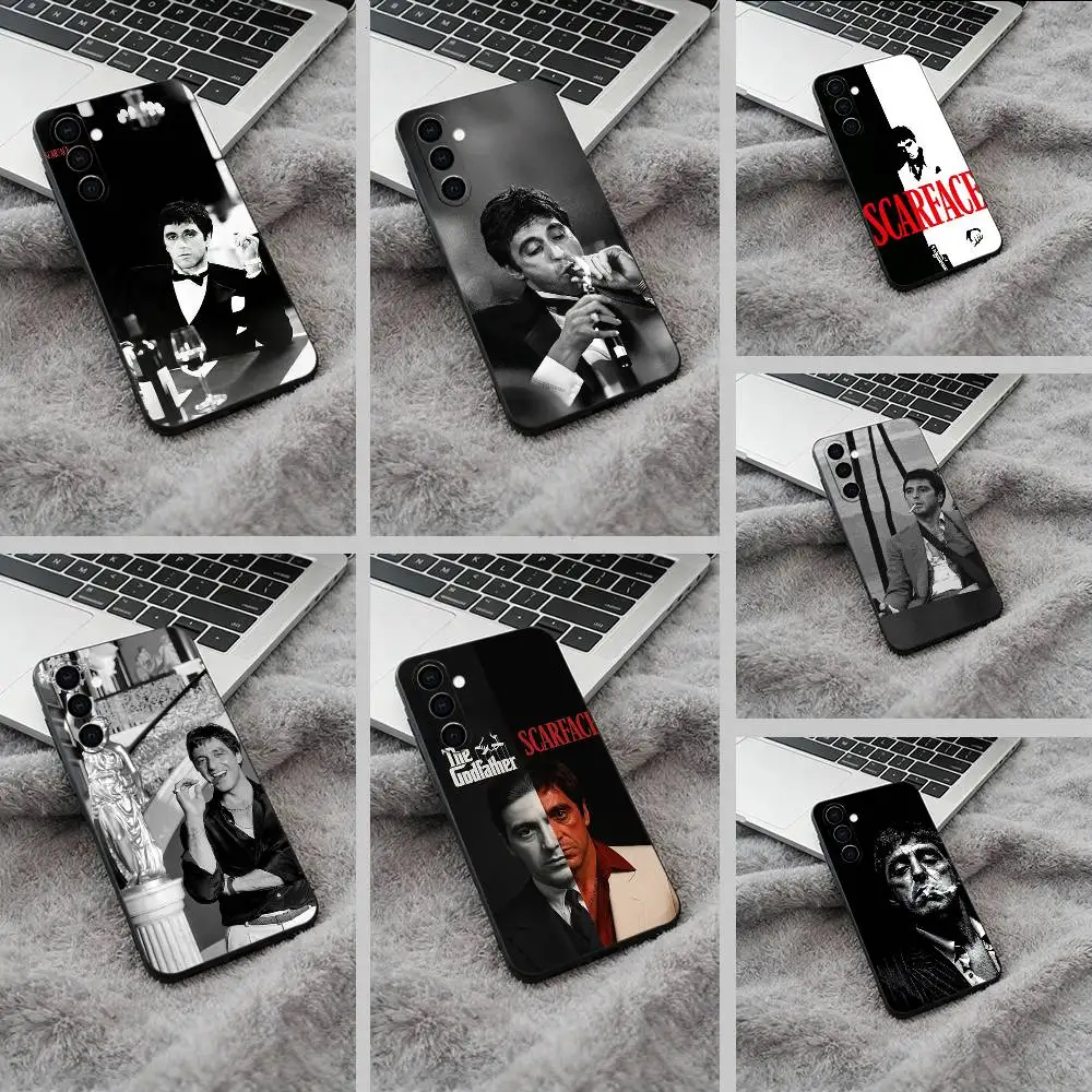 S-Scarface-Fashion Hot Soft Silicone phone Case for Samsung Galaxy A73/A71/A72/A70/A53/A52/A51 - Black