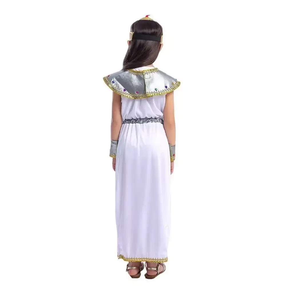 Kids Halloween Cos Egyptian Costume Set Egyptian Cleopatra Dress for Girls Queen Accessories for Child Theme Party Outfit