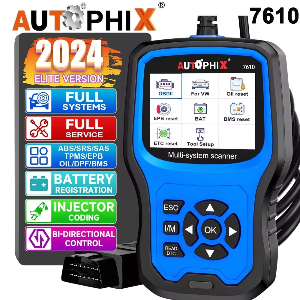 Autophix 7610 OBD2 Scanner For VW All System EOBD Code Reader ABS SRS Oil EPB D.P.F TPMS Reset Car Diagnostic Tool For Audi