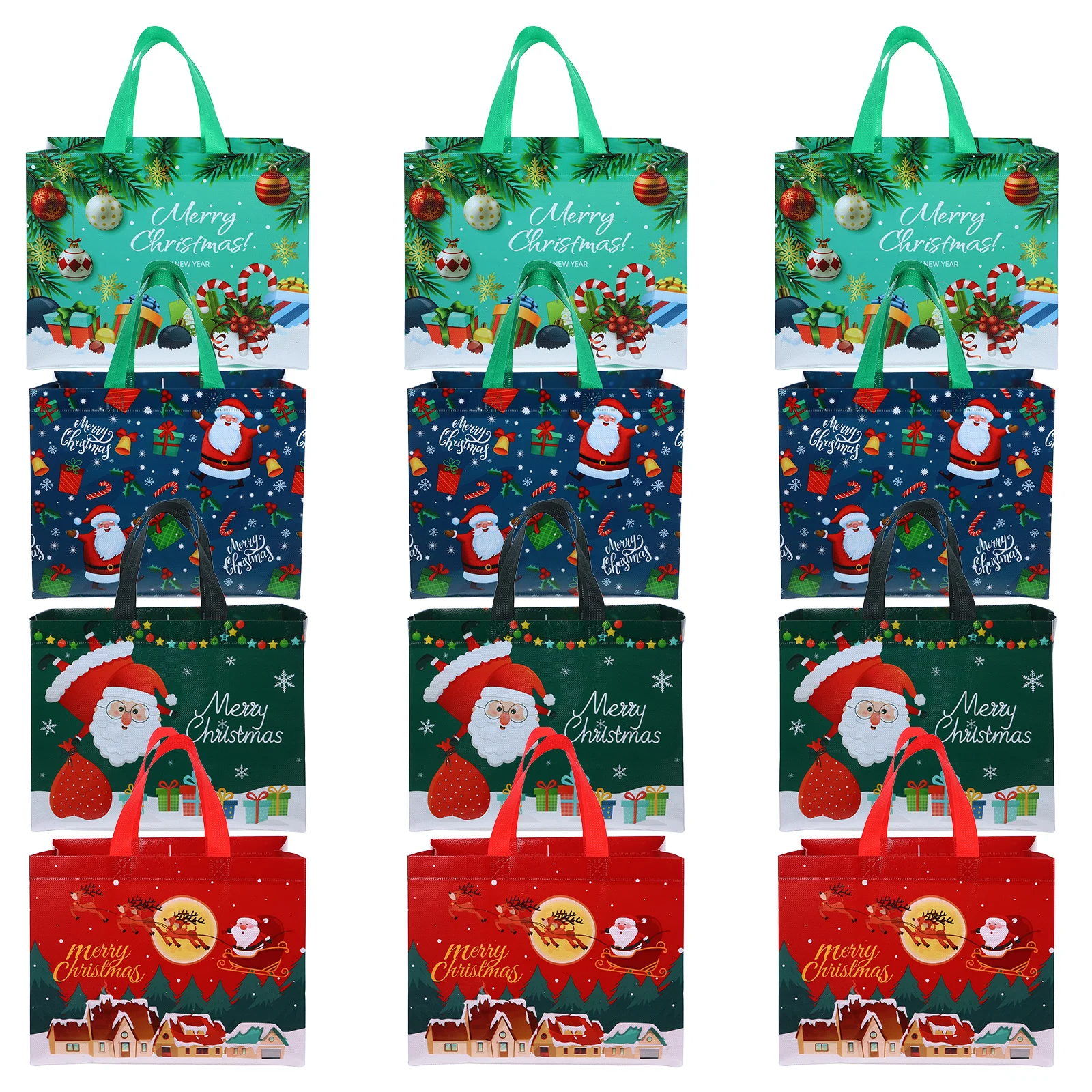 

12 Pcs Christmas Non-woven Handbag Decorative Present Bags Themed Party Candy Holder