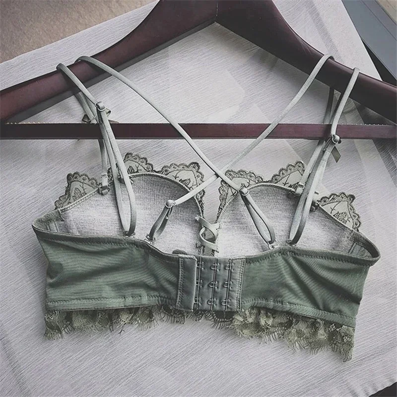 Seamless Push Up Bras for Women Gathers Vintage Print Wireless Sexy Lingerie Lace Embroidery Bralette Brassiere Underwear