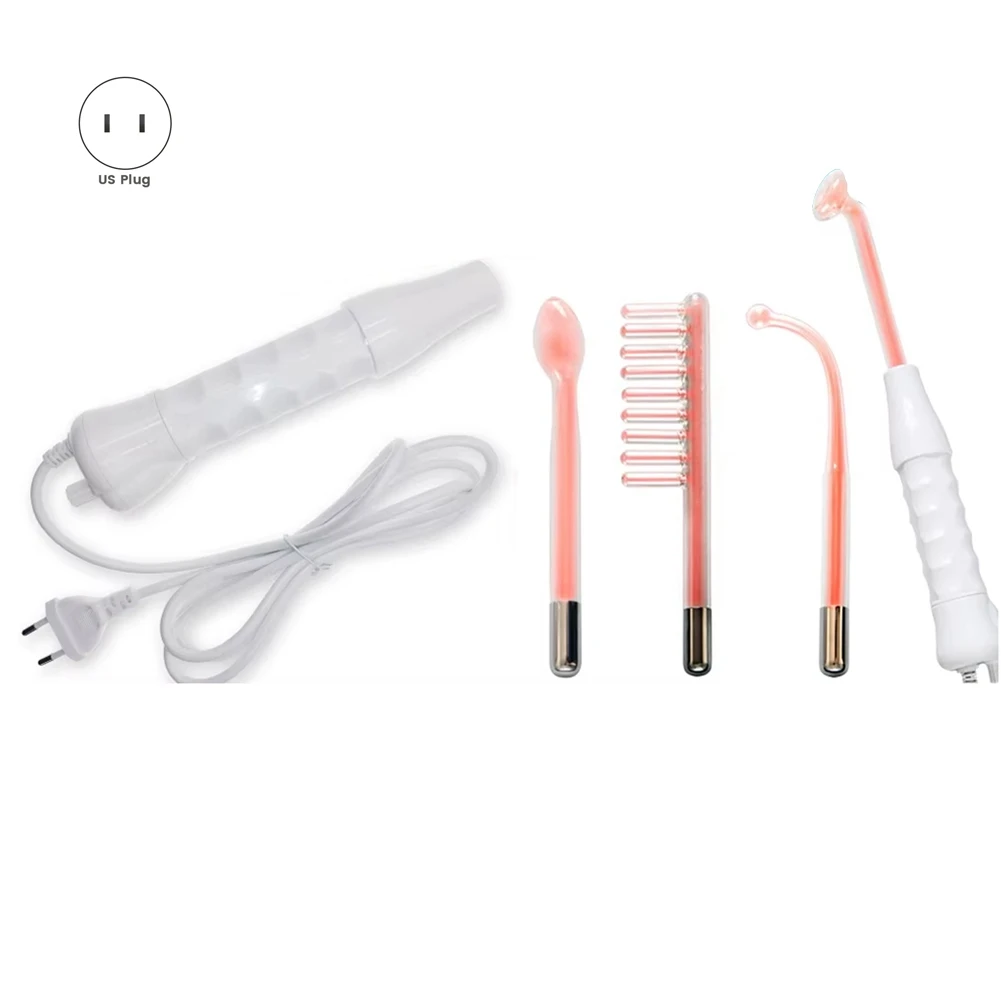 4 In 1 휴대용 고주파 전기 치료 미용 장치 주근깨 제거 얼굴 스킨 케어 레이 완드 US 플러그