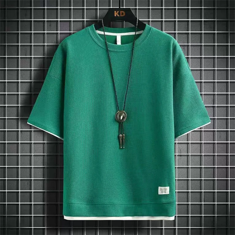 Casual Men Tees 2024 Summer Solid O-neck Short Sleeve Tshirts Solid Color Pullover Tops Chic T-shirt