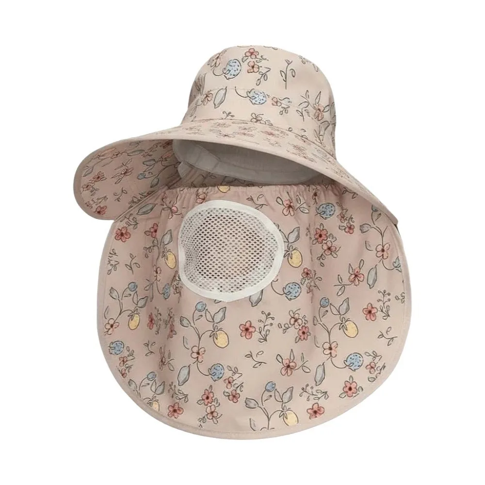 

Soft With Mask Picking Tea Hat Detachable Floral Sunshade Shawl Cap Breathable Lightweight Neck Protection Hat Travel