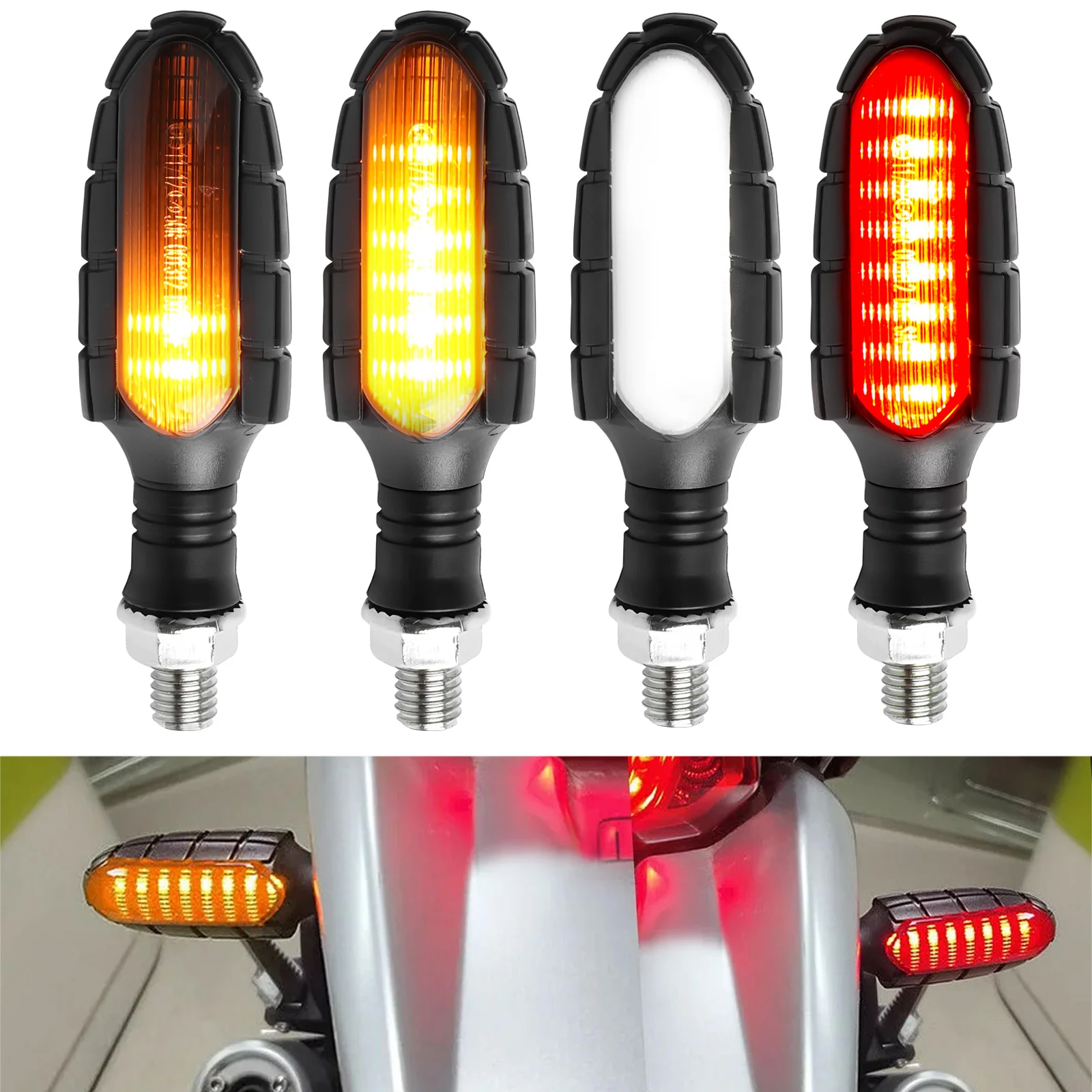 

4PCS 16 LED Motorcycle Turn Signal Lights Waterproof DRL Flasher Motorbike Indicator Blinker Moto Tail Brake Warning Lamp DC 12V