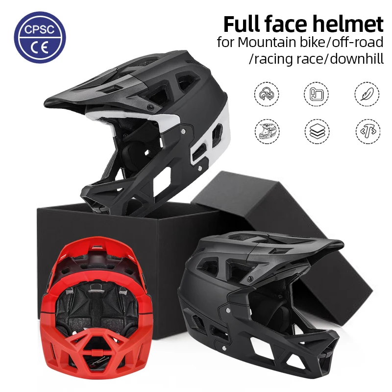 Full Face Helmet Cycling Safety Protection Bicycle Integral Helmet Downhill Mtb PC+EPS  Men's Mtb Helmet Motorcycle Racing Bike