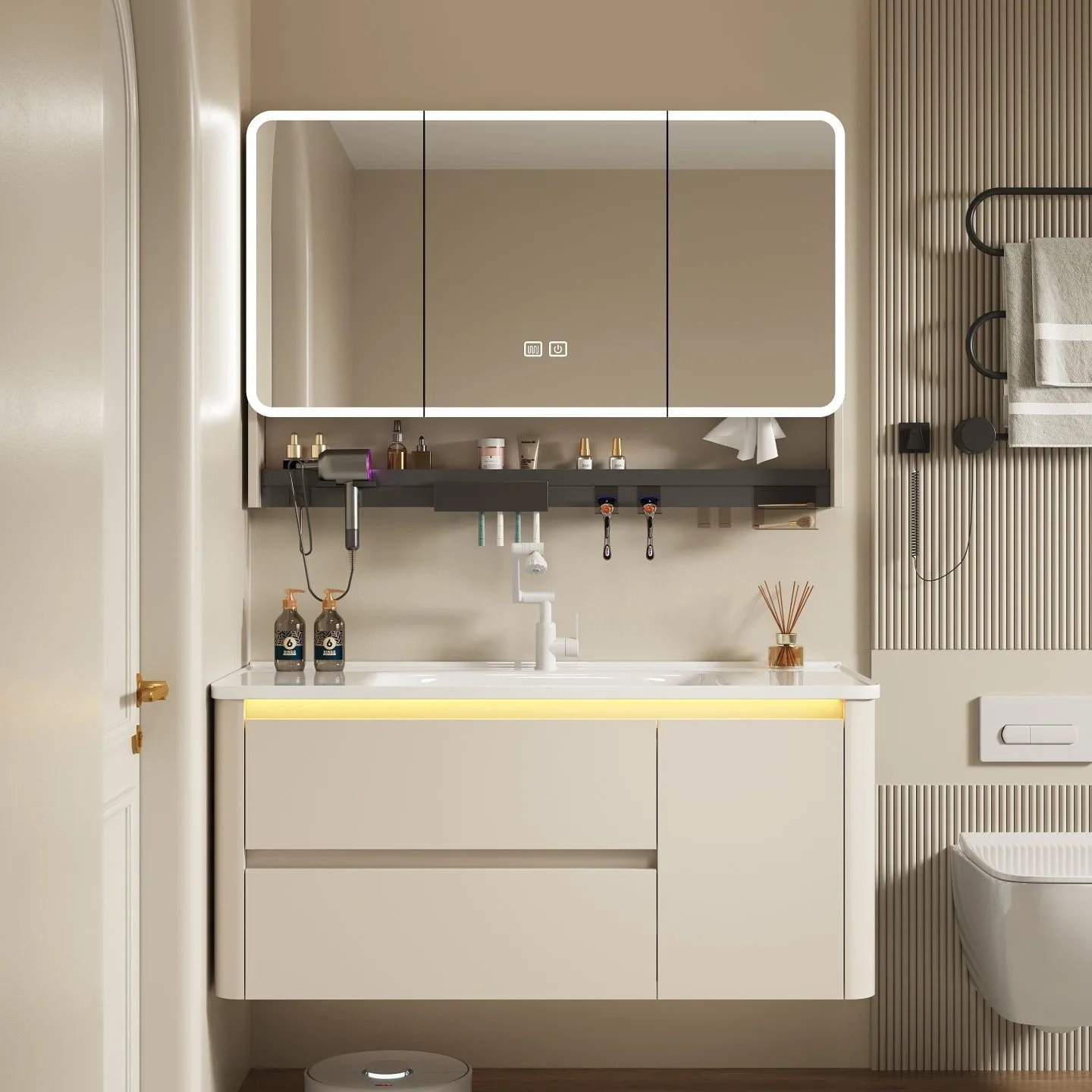 Honeycomb aluminum bathroom cabinet combination multi-functional smart mirror cabinet bathroom integrated ceramic