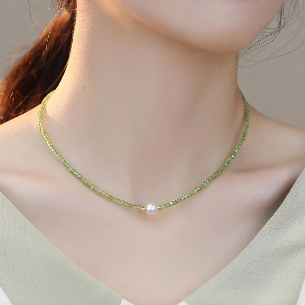 

Lii Ji Real Gemstone Peridot Pearl Necklace August Birthstone 14k Gold Filled Women Jewelry Gift