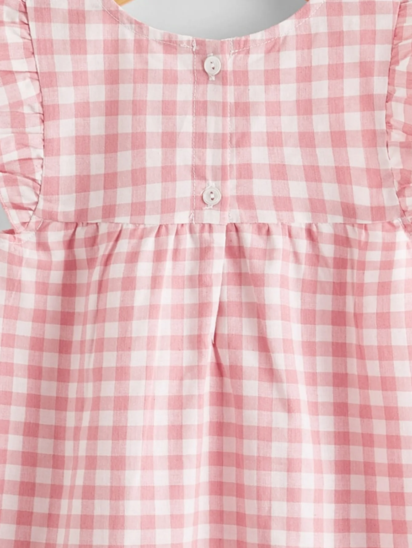 Summer Kids girls Fresh sweet pink plaid fiori ricamati gioca con maniche volanti abito semplice e traspirante confortevole