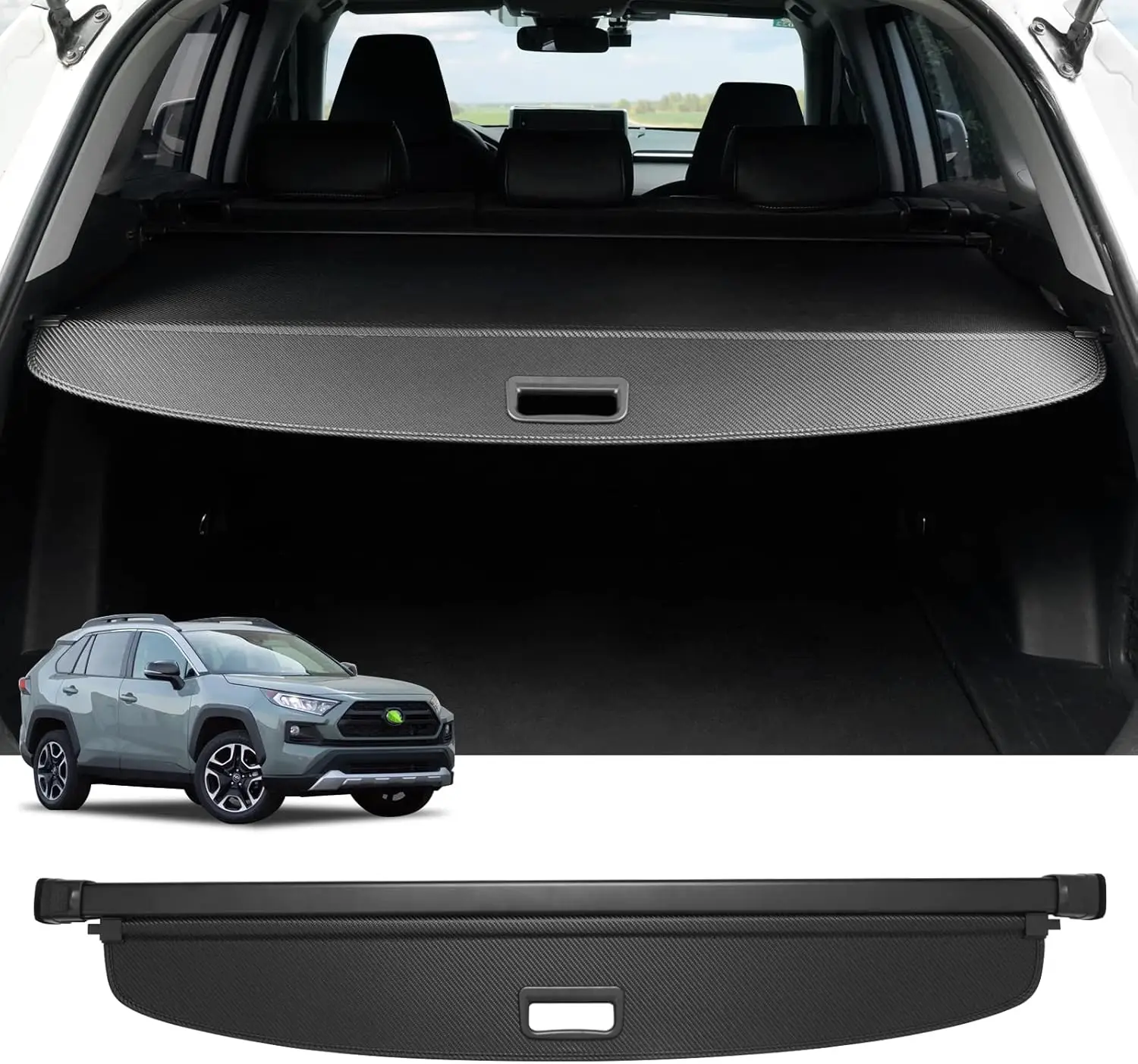 

2019-2024 for Toyota RAV4 Accessories Retractable Leather Trunk Shielding Shade Cargo Luggage Cover No Gap Fit Cargo Cover