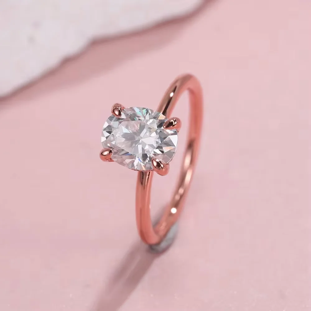 

LinkerLove 1/2ct Oval Cut Moissanite Engagement Ring 925 Sterling Silver for Women Gold Plated Diamond Promise Ring Fine Jewelry