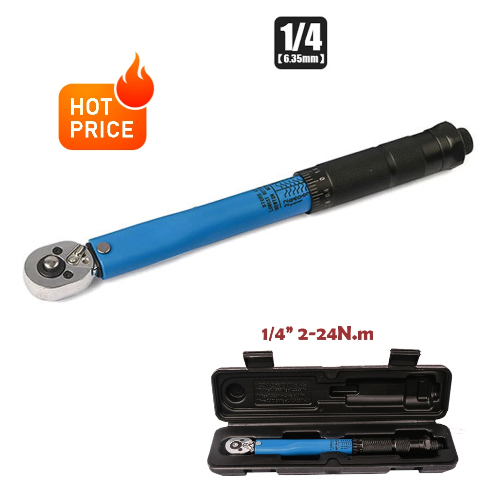 2-24N.m Torque Wrench  1/4“  Precise Reversible Ratchet Torques Key Professional Bicycle Motorcycle Car Automotive Tool