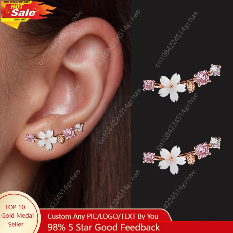 

New Korean Rhinestone Leaves Stud Earrings For Girls Charm Crystal Flower Personality Party Women Banquet Jewelry Gift Brincos