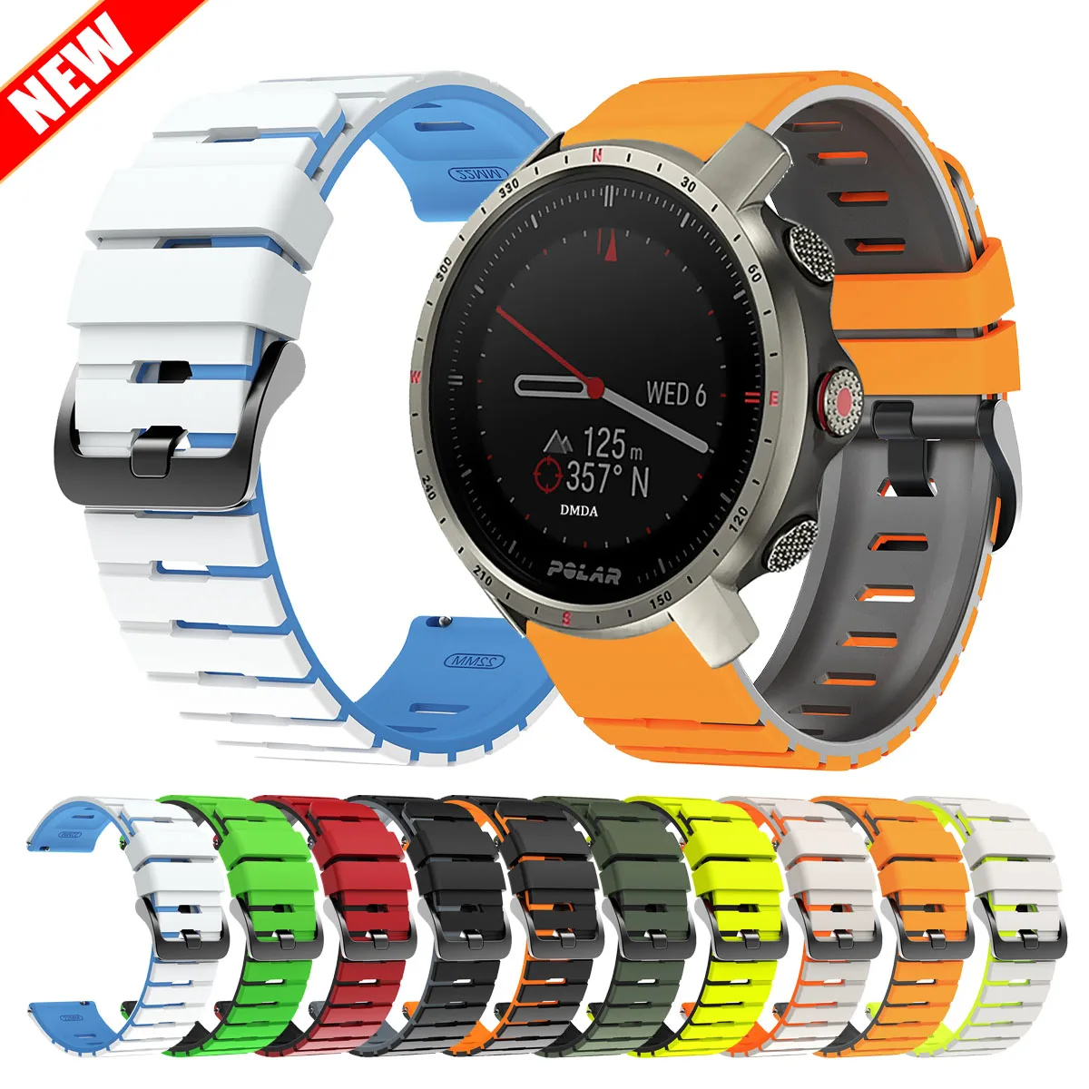 POLAR Vantage M3 M2 M V3용 실리콘 시계줄 22mm, POLAR Grit X/Grit X2 Pro용 스포츠 밴드 교체용 팔찌