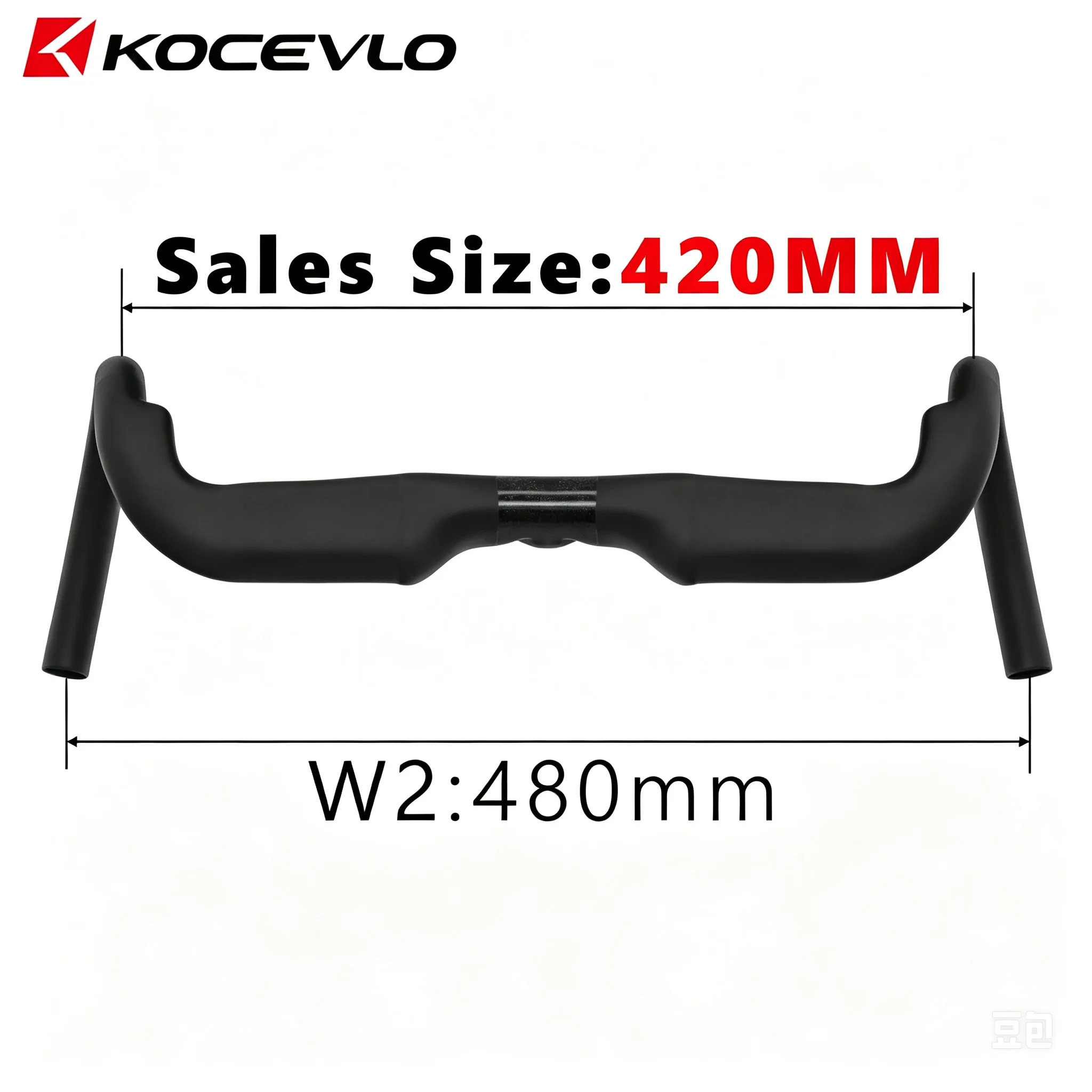 KOCEVLO Carbon-Gravel-Lenker, leicht gebogen, für Rennräder, interne Kabelführung, Straßenlenker 340/360/380/400/420mm