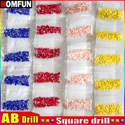 HOMFUN AB Square Drill DIY Diamond Painting Accessory Rhinestone Sale Mosaic Colorful Stones Resin Embroidery Gift Making