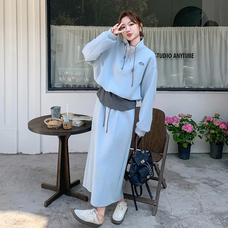 

New Suit Women Spring Autumn Set Sweater Skirt Suit
