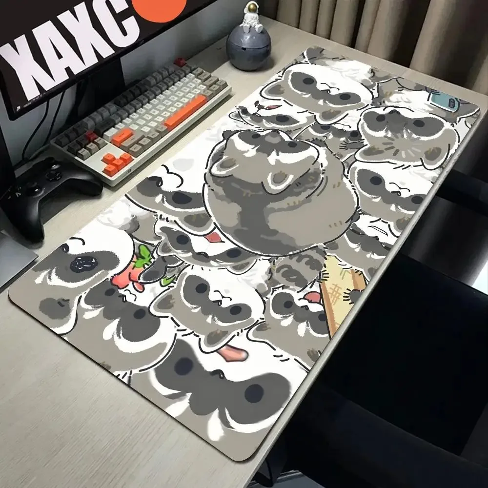 

cute Mouse Pad Cute Cartoon Raccoon Deskmat Office Computer Gamer Table Mats XXL Rubber Non-slip Keyboard Mat Desk Accessories