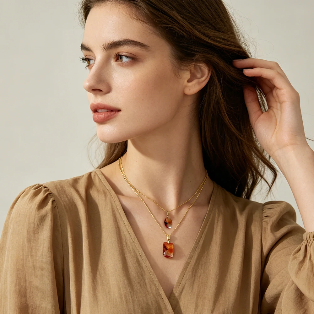 Zultanite Color Changing Pendant Necklace for Women Oval & Rectangular Cut Gemstone Light Sensitive Statement Jewelry Gift