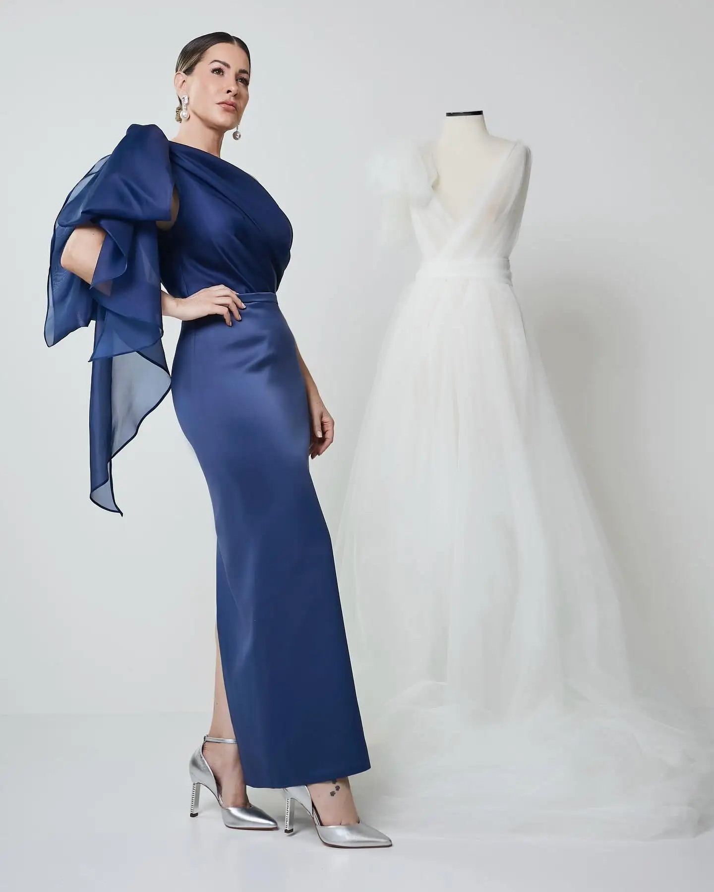Customized Sexy Satin Straight One Shoulder 3D Bow Evening Dress High Quality Ankle Length فستان سهرة نسائي